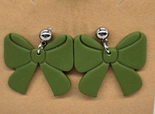 Green Bow Earrings