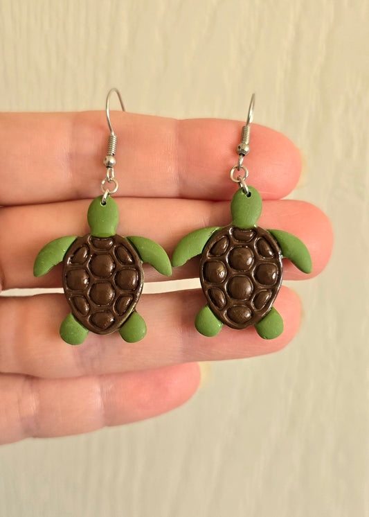Green Sea Turtle Dangle Earrings