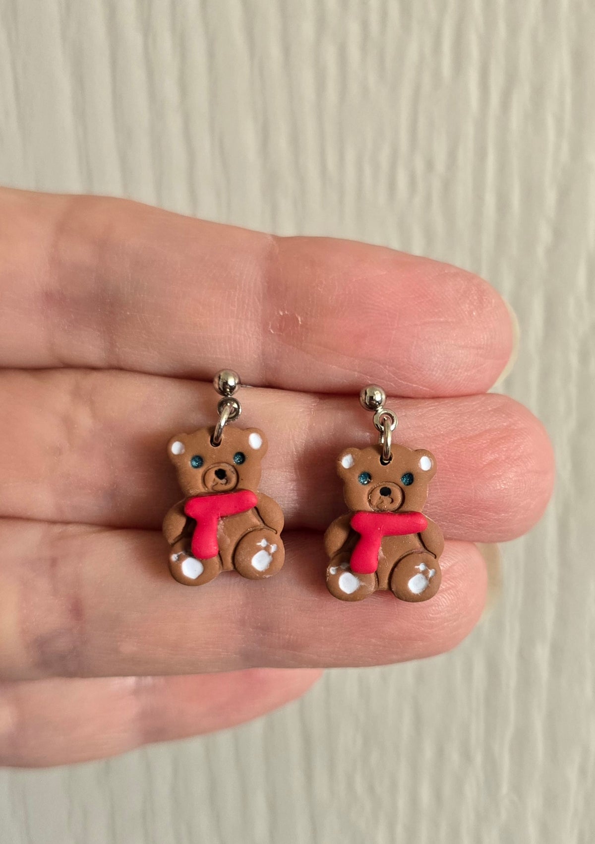 Christmas Teddy Bear Scarf Earrings