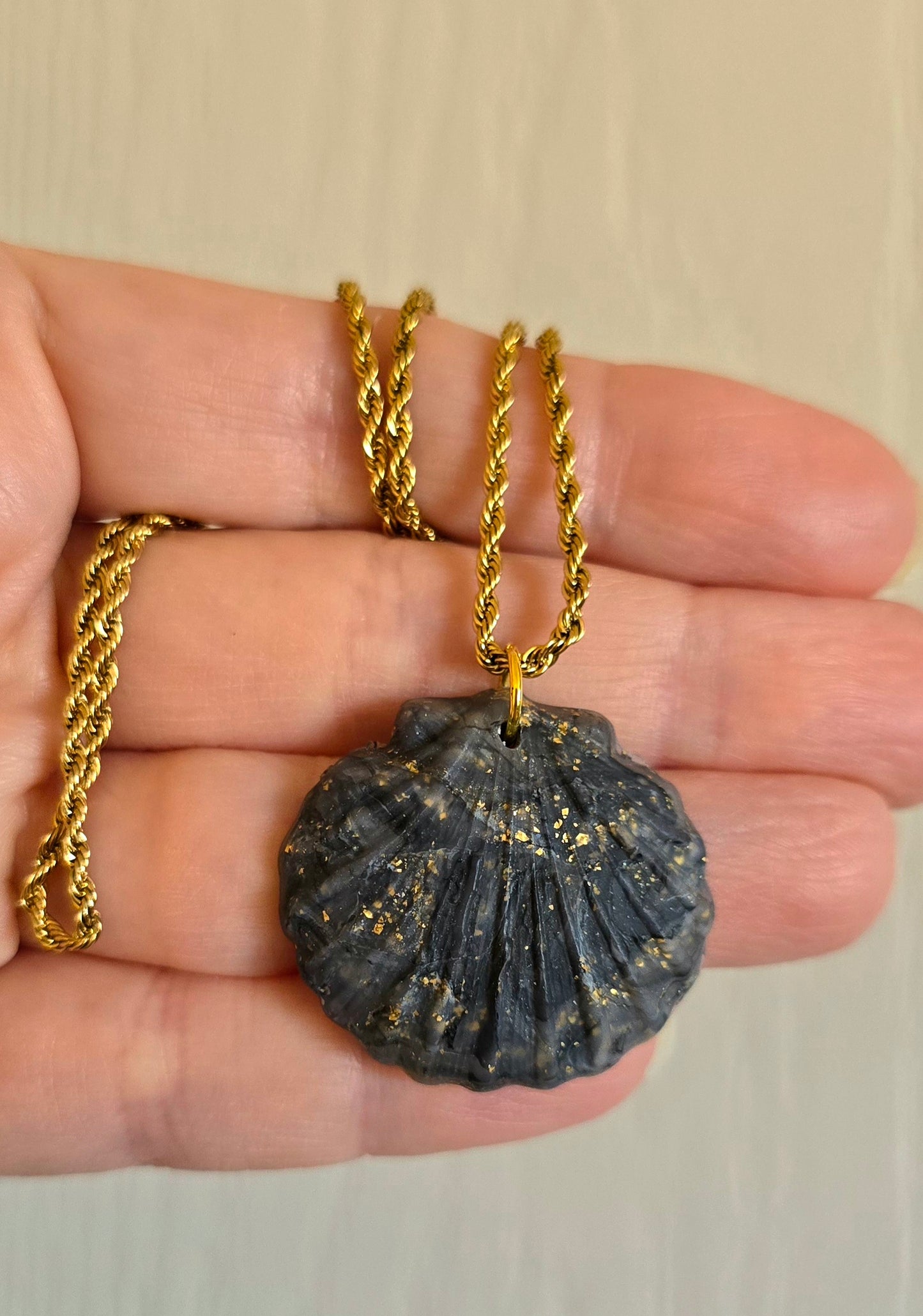 Black and Gold Seashell Necklace