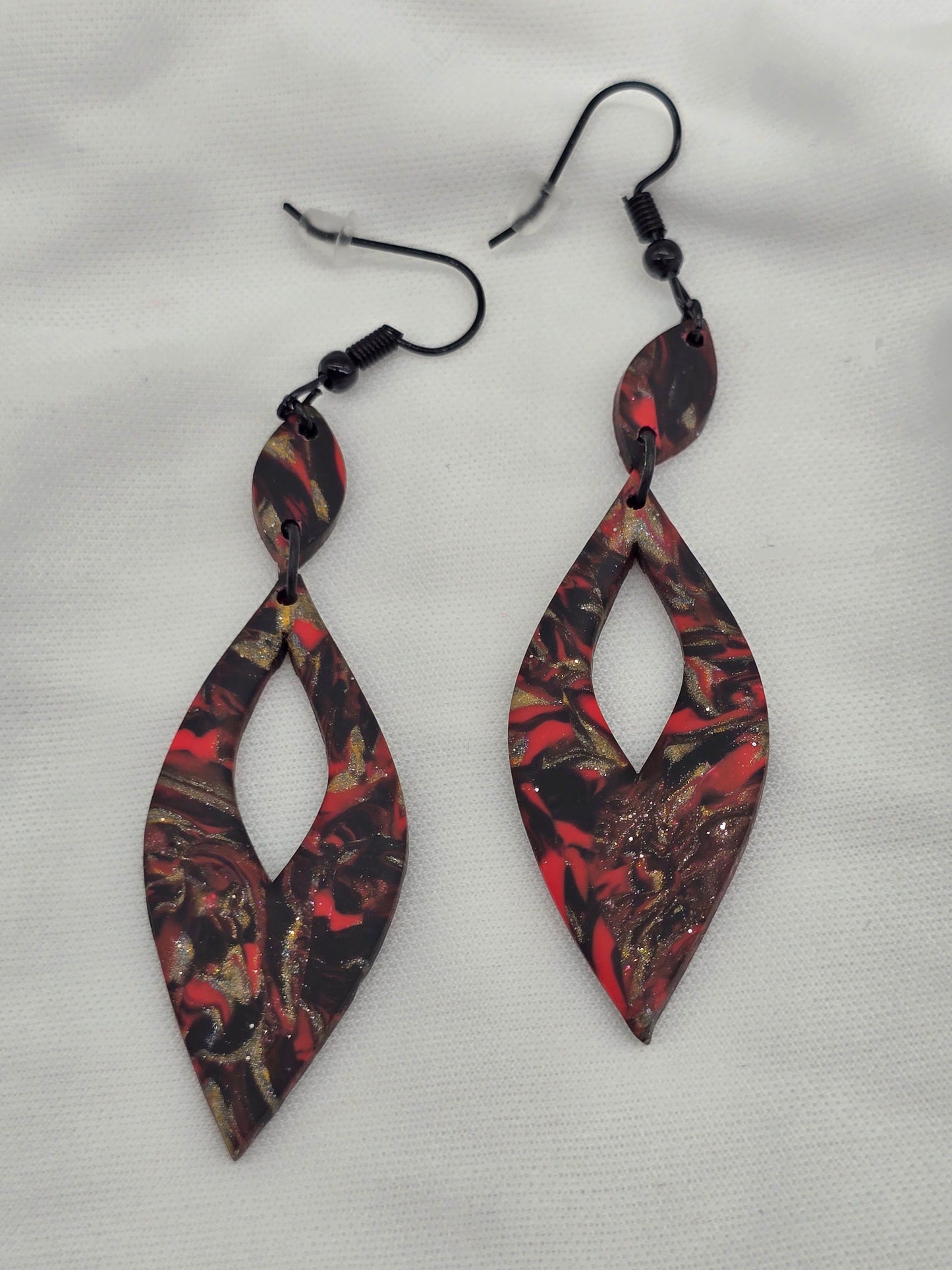 Fire and Ice Swirl Dangle Earrings