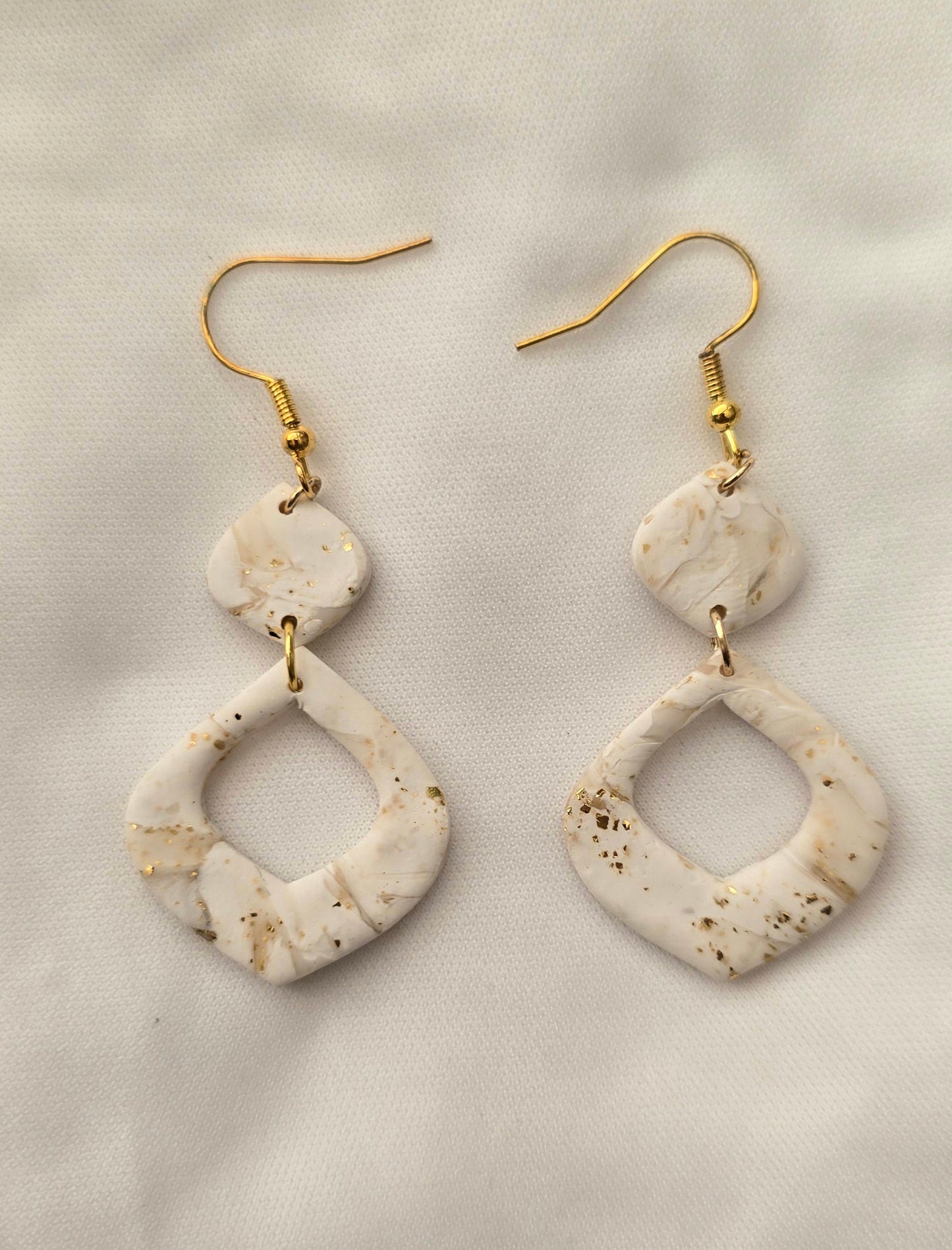White and Gold Hoop Earrings