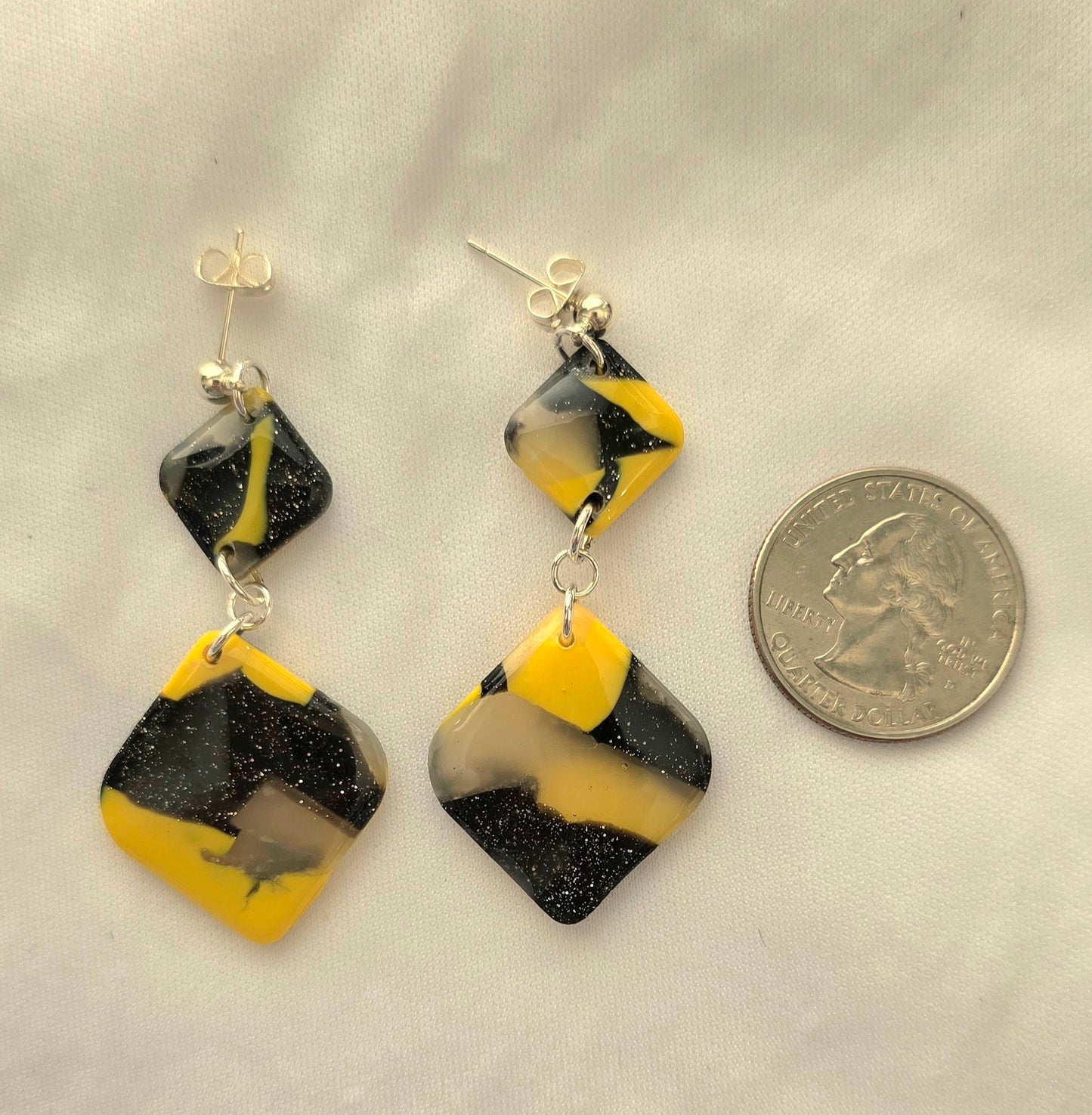 Bumblebee Jasper Faux Square Dangle Earrings