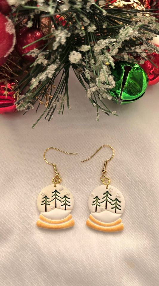 Snow Globe Christmas Tree Earrings