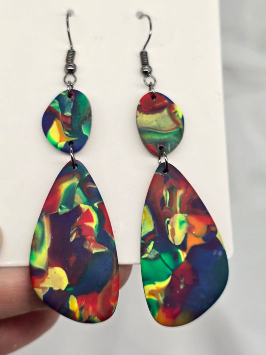 Rainbow Teardrop Dangle Earrings