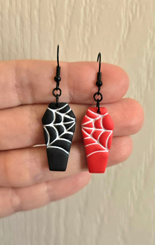 Spider Web Coffin Earrings, Style 2