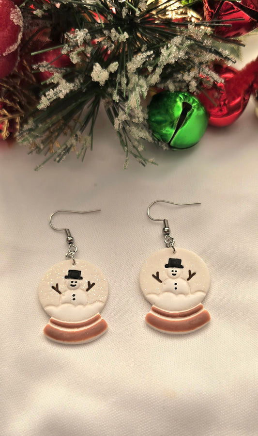 Snow Globe Snowman Earrings