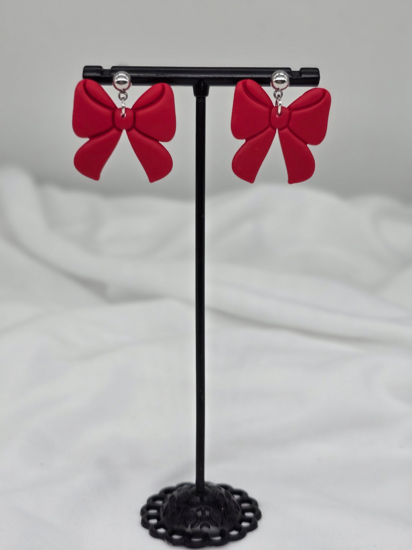 Red Bow Earrings