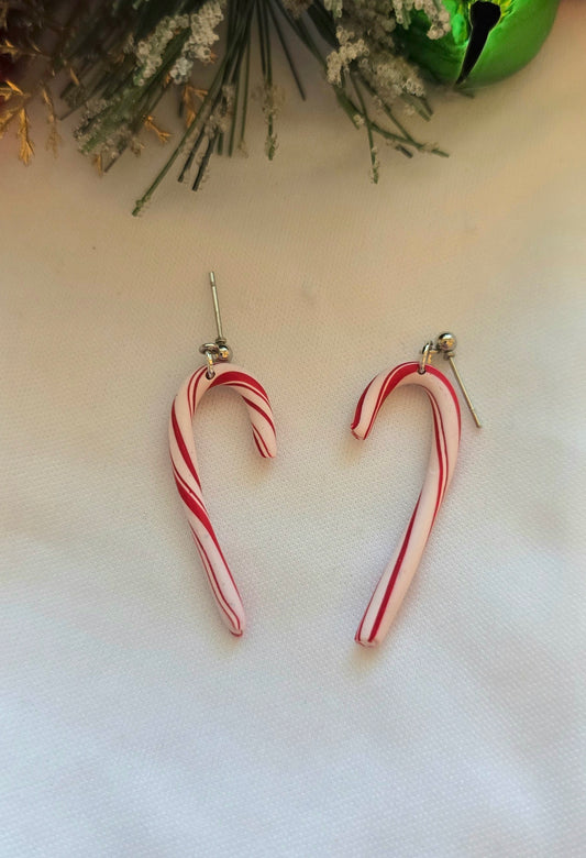 Small Red and White Candy Cane Earrings