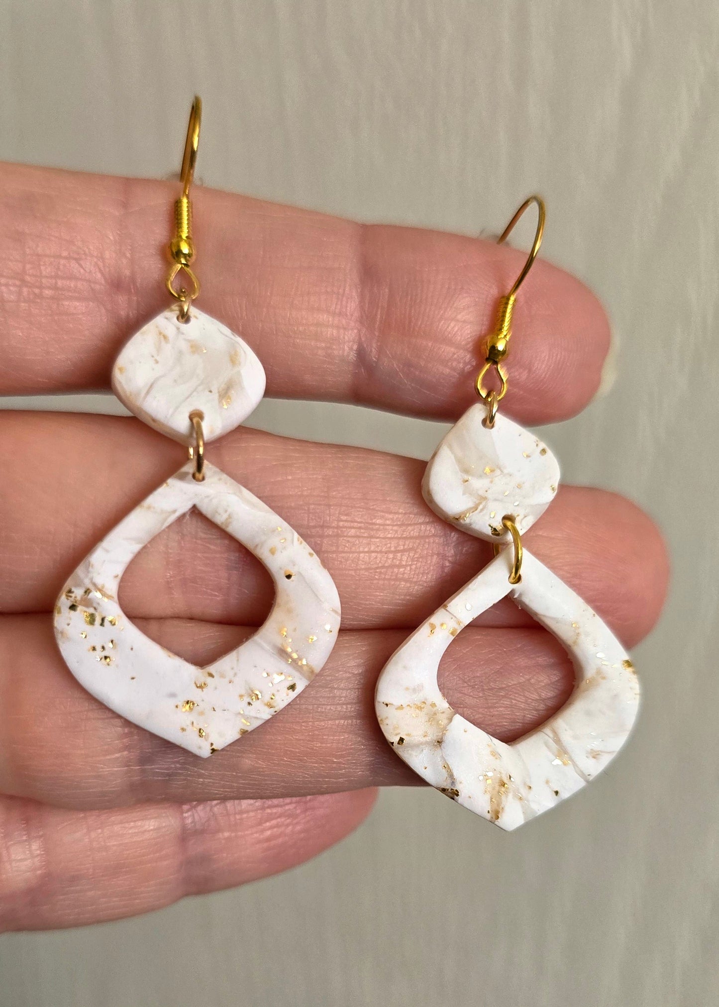 White and Gold Hoop Earrings