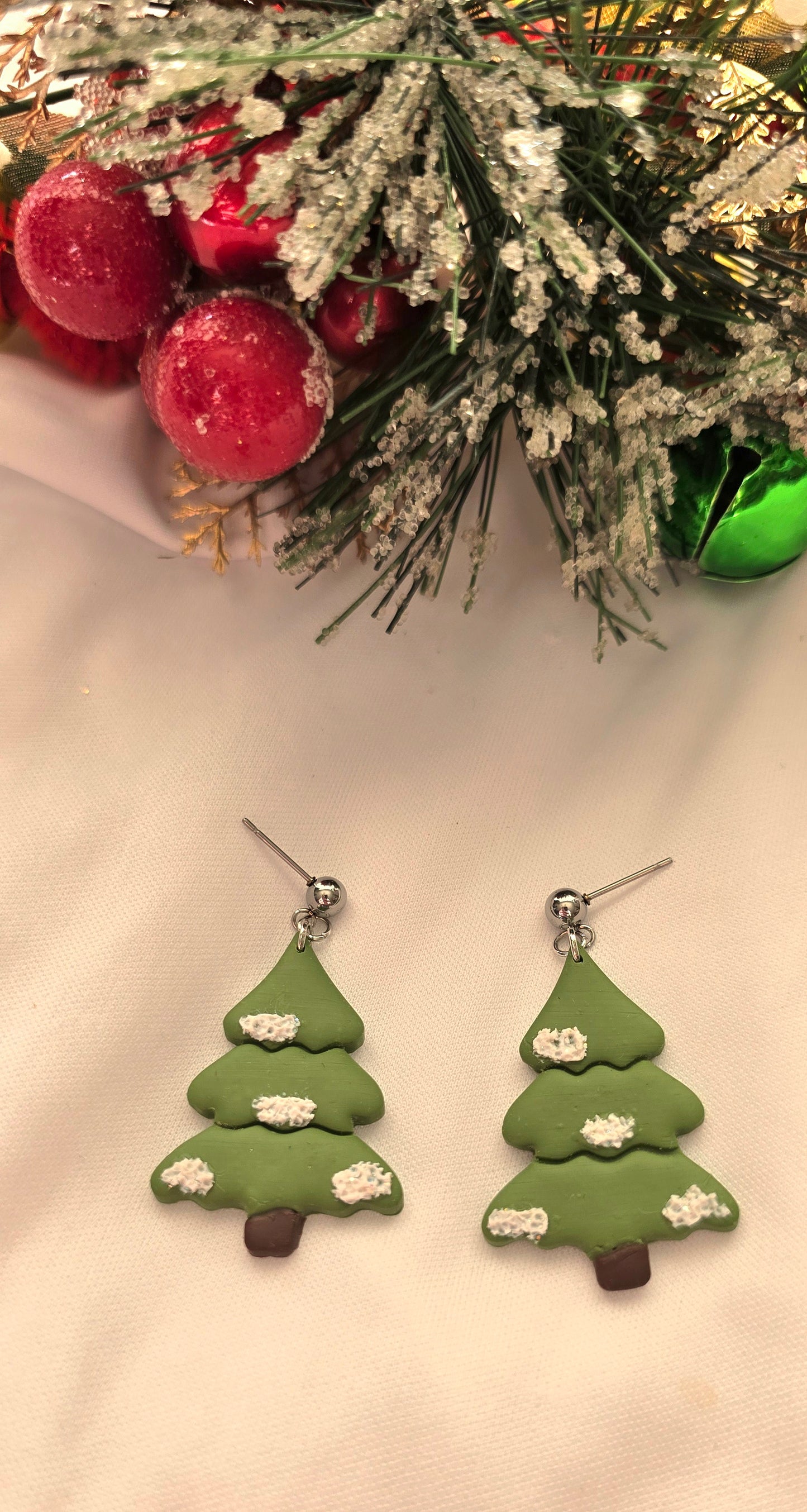Snowy Christmas Tree Earrings