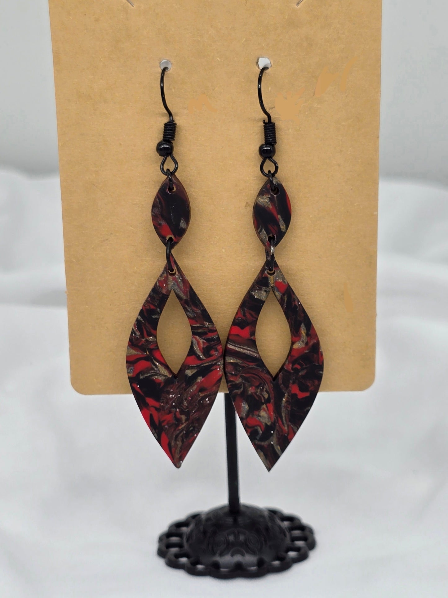 Fire and Ice Swirl Dangle Earrings