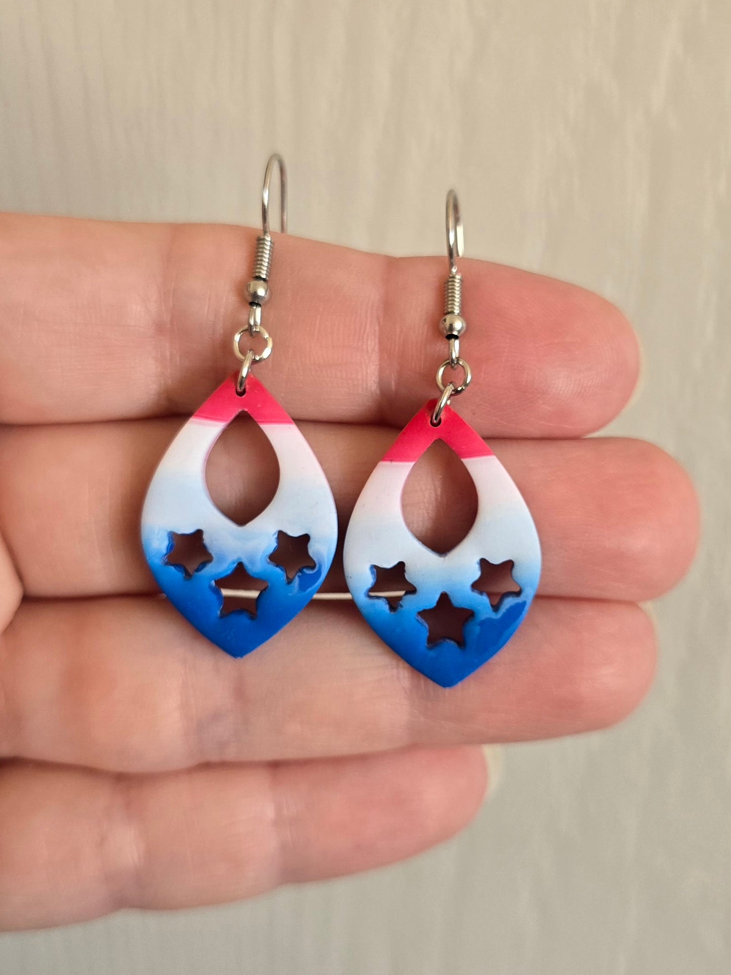 Stars Teardrop 4th of July Dangle Earrings