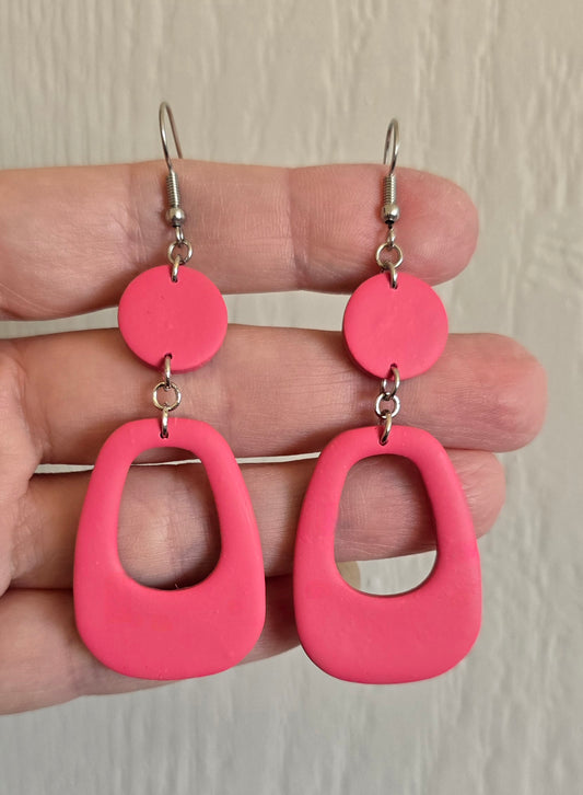 Retro Oval Dangle Earrings (Blush)
