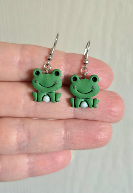 Green Frog Small Dangle Earrings