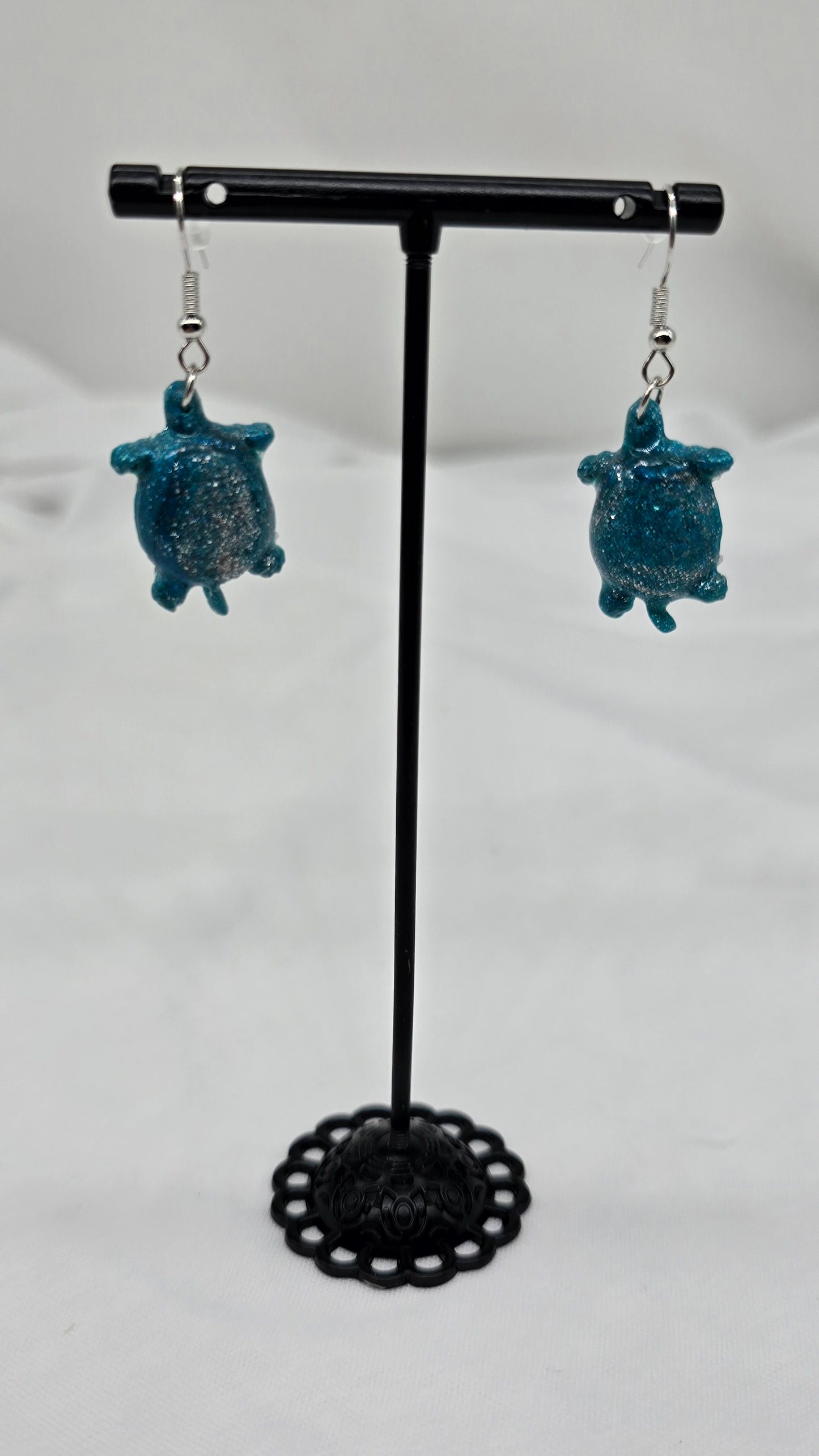 Blue and Silver Sea Turtle Earrings