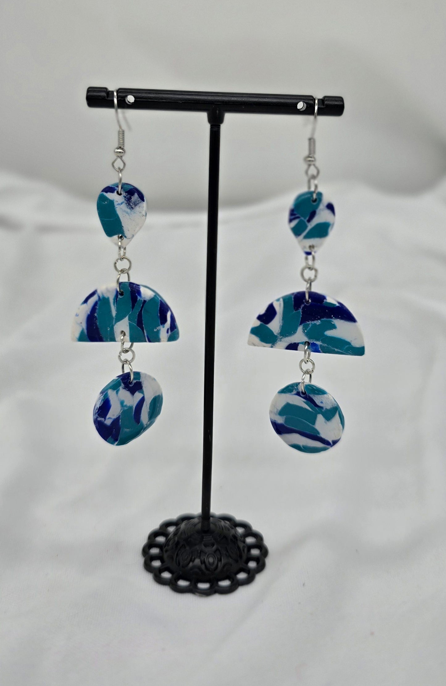 Ocean Waves Tiered Dangle Earrings