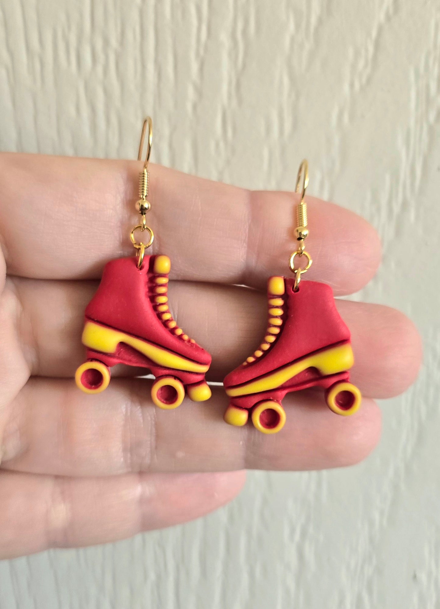 Red and Yellow Retro Skate Earrings