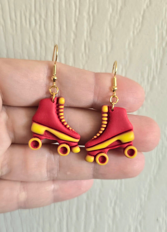 Red and Yellow Retro Skate Earrings
