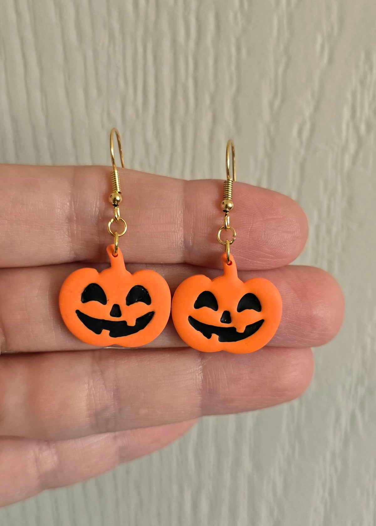 Orange Jack O' Lantern Pumpkin Dangle Earrings
