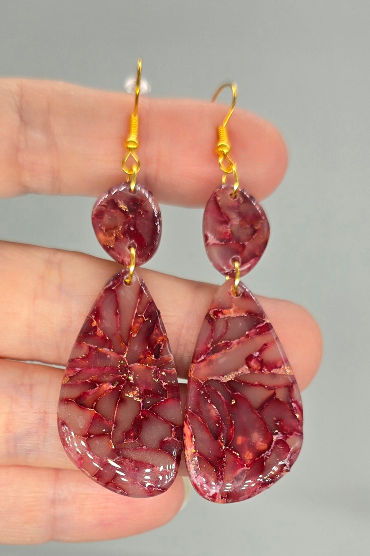 Strawberry Quartz Oval Drop Earrings