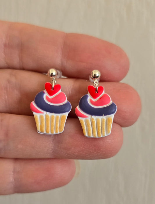 Pink and Purple Mini Cupcake Earrings
