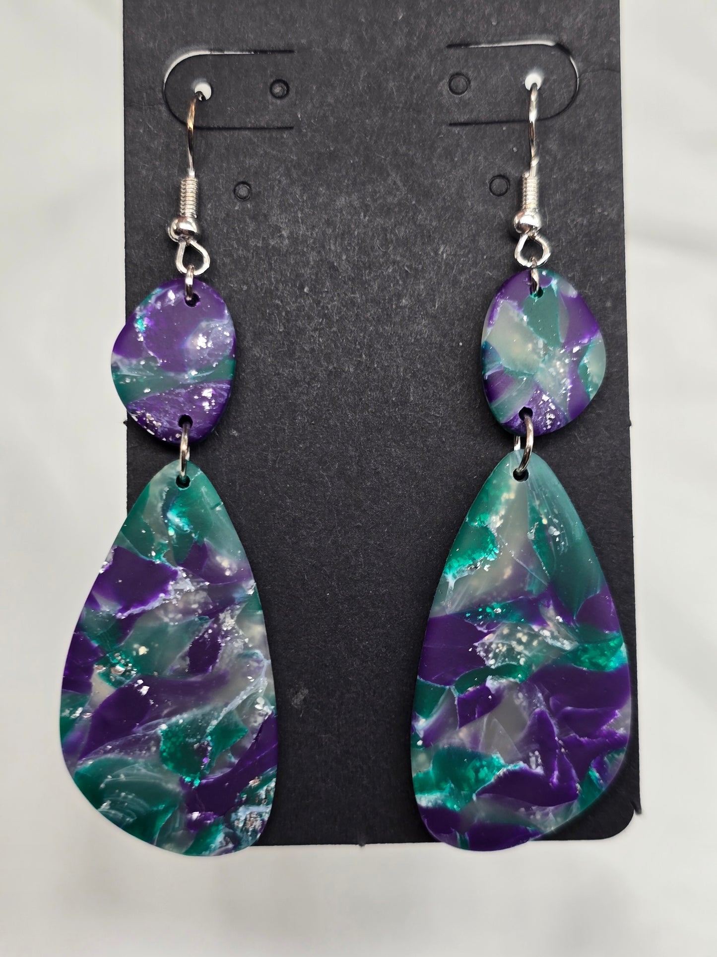 Rainbow Green Topaz Faux Oval Dangle Earrings