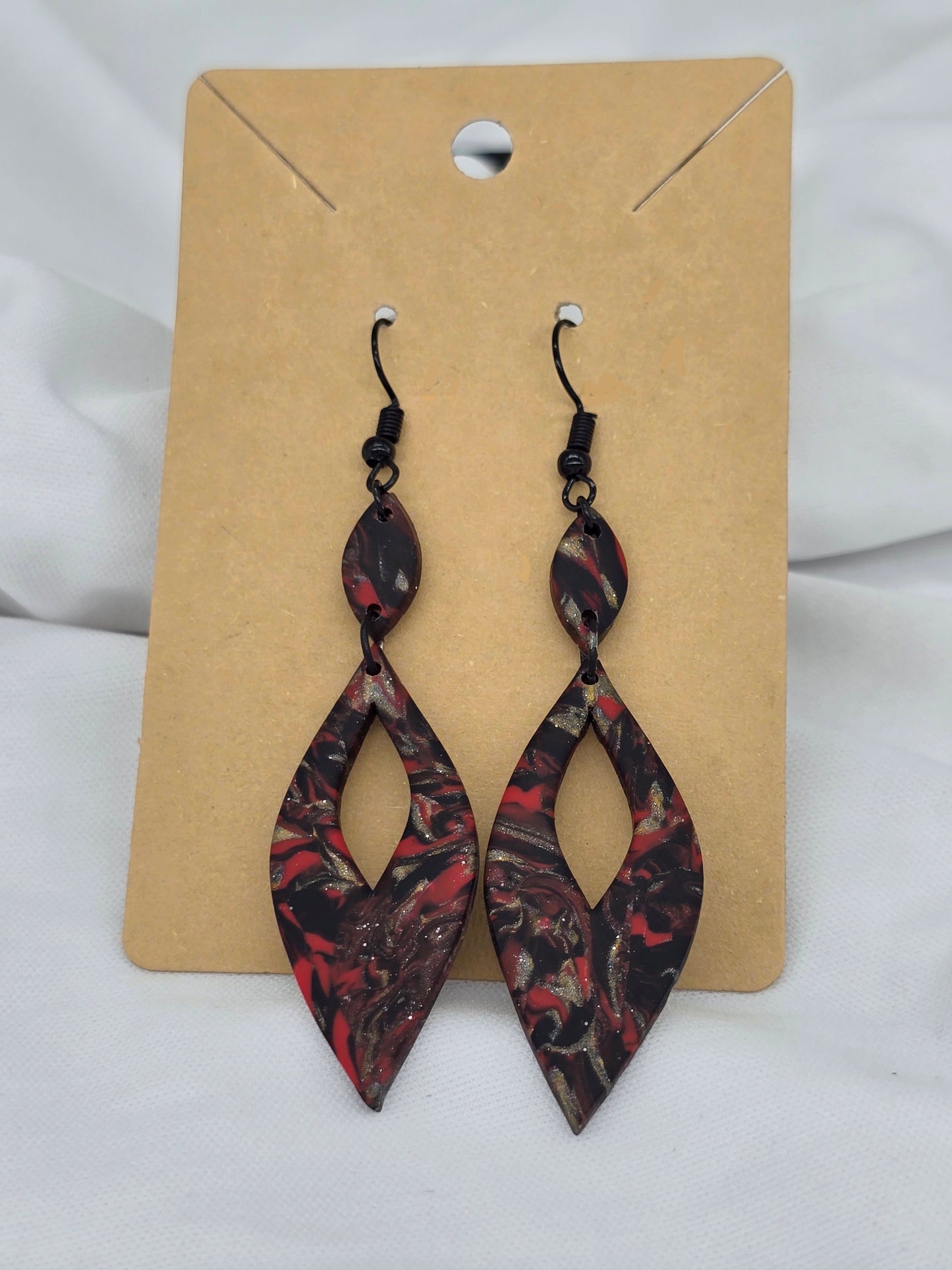 Fire and Ice Swirl Dangle Earrings