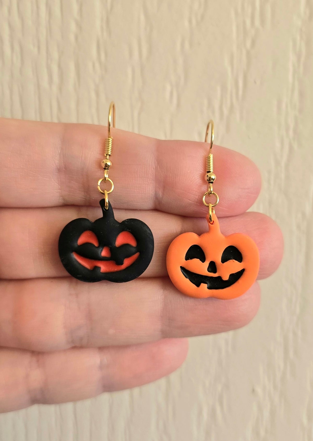 Orange and Black Jack O' Lantern Pumpkin Dangle Earrings
