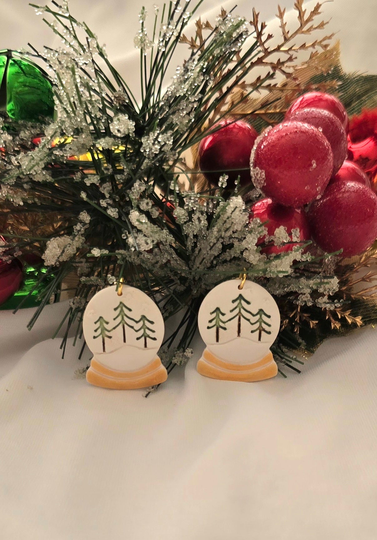 Snow Globe Christmas Tree Earrings