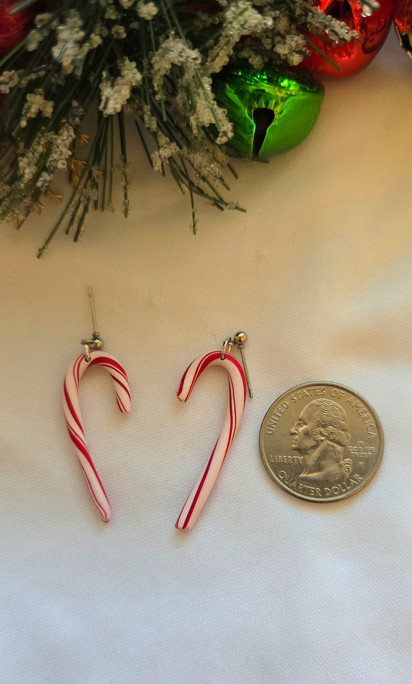 Small Red and White Candy Cane Earrings