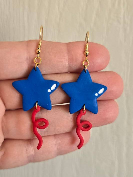 Star Balloon 4th of July Earrings