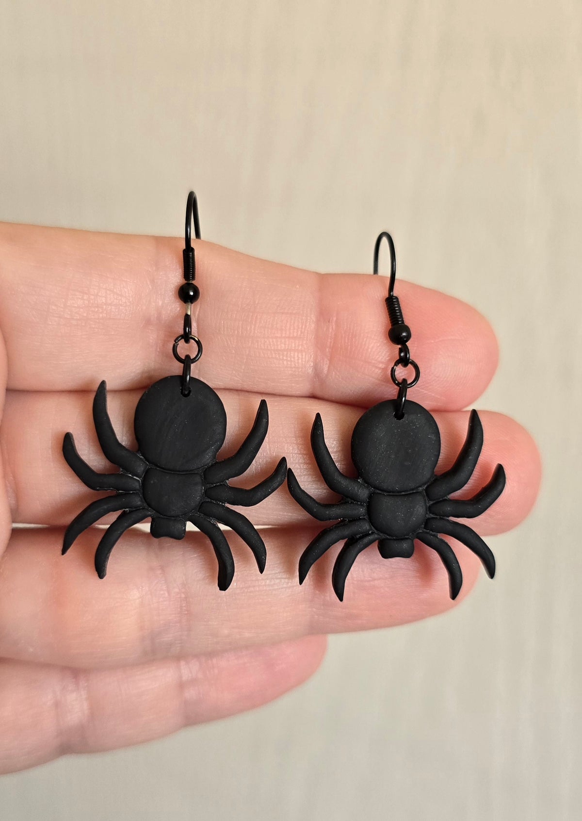 Black Spider Halloween Dangle Earrings