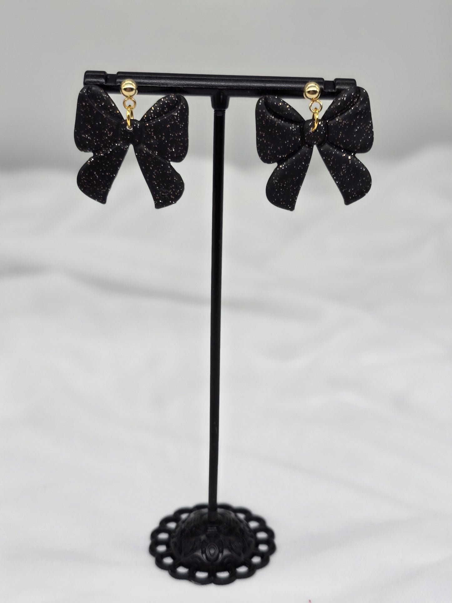 Black and Gold Bow Earrings