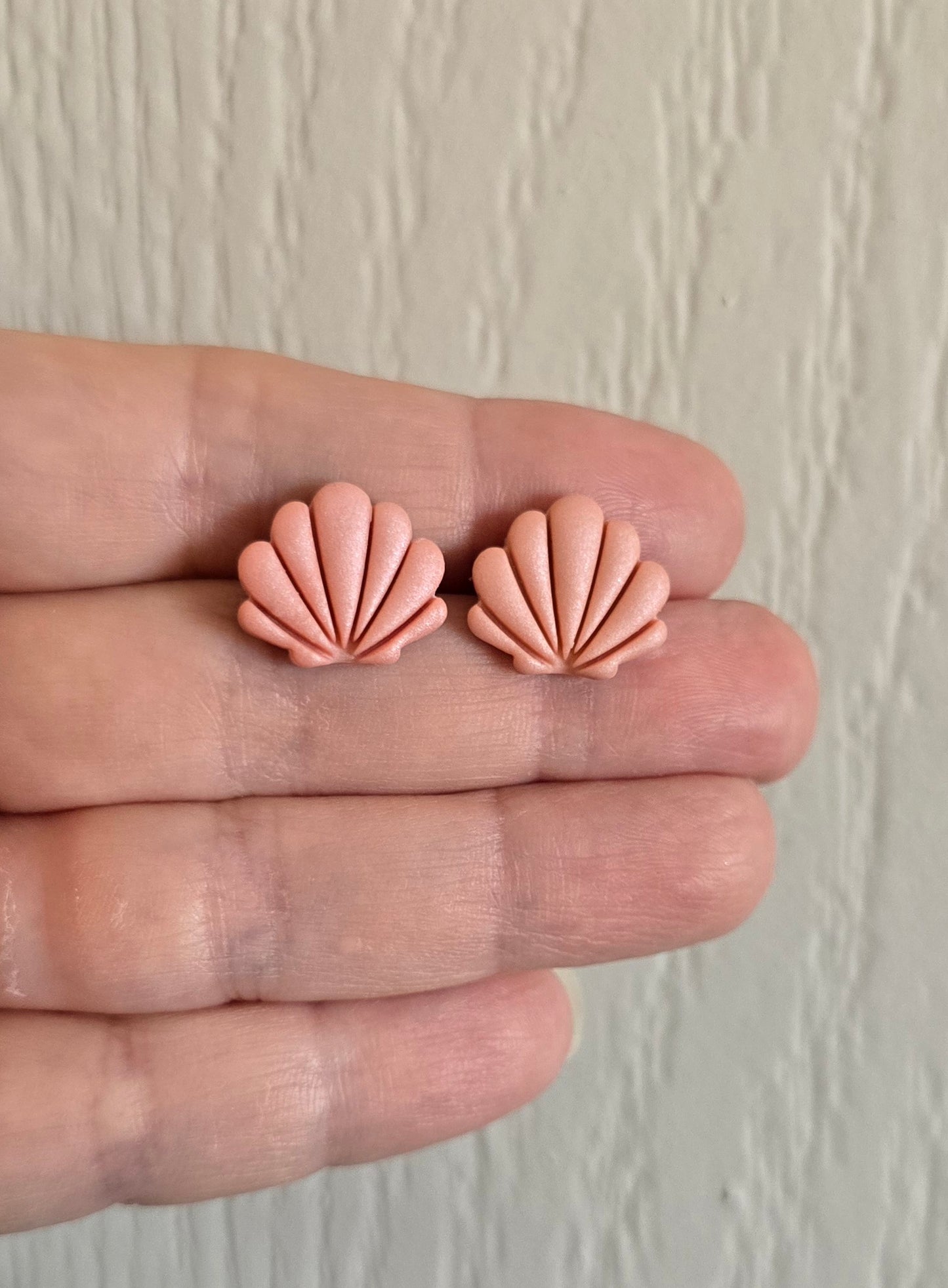 Pink Seashell Stud Earrings