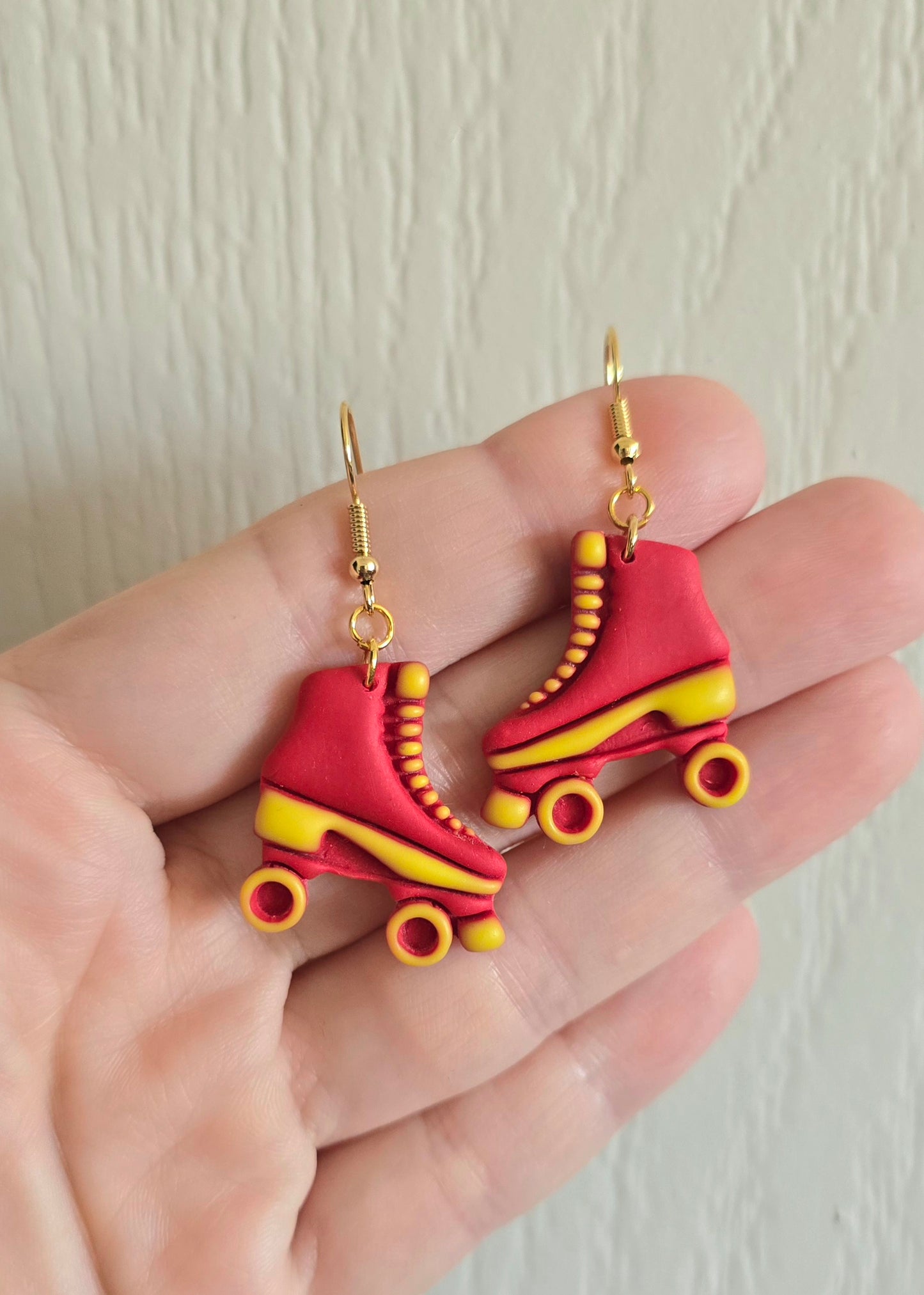 Red and Yellow Retro Skate Earrings