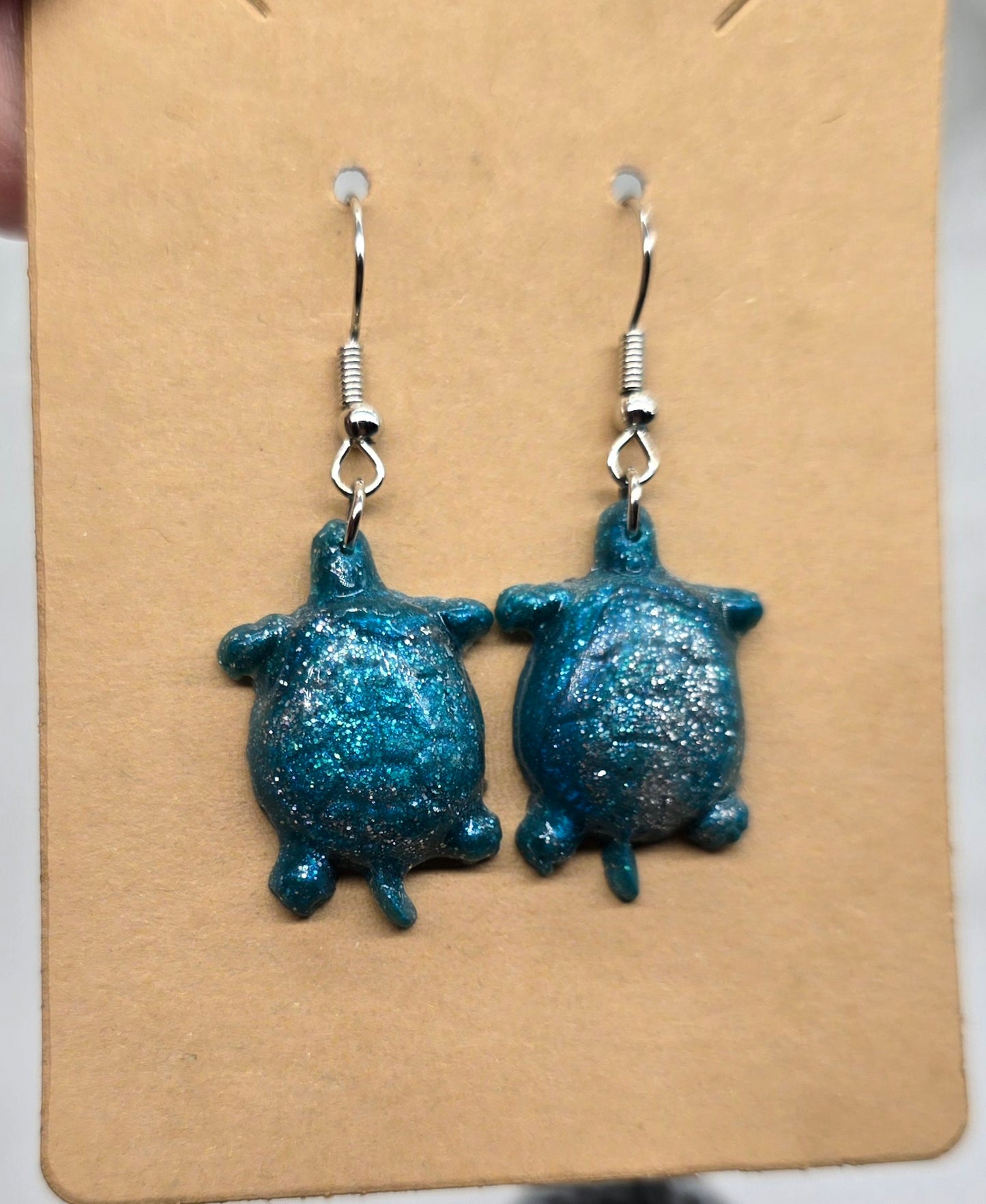 Blue and Silver Sea Turtle Earrings