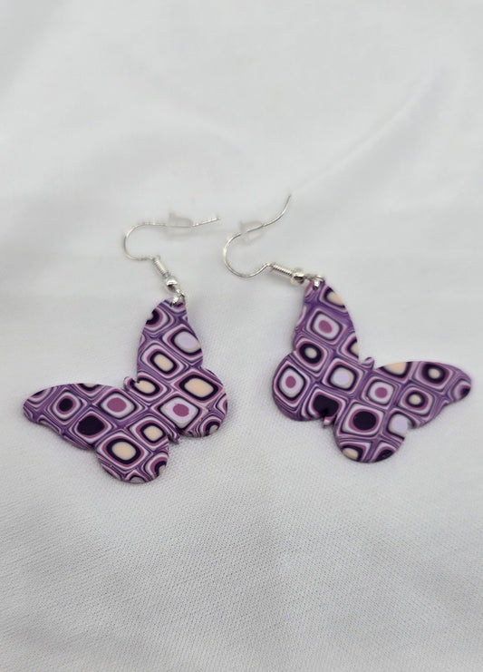 Purple Butterfly Dangle Earrings