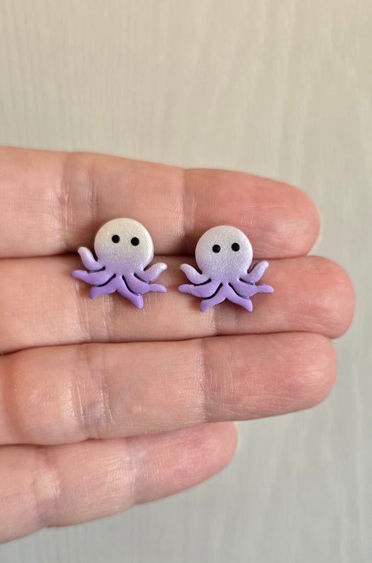 Purple Octopus Stud Earrings