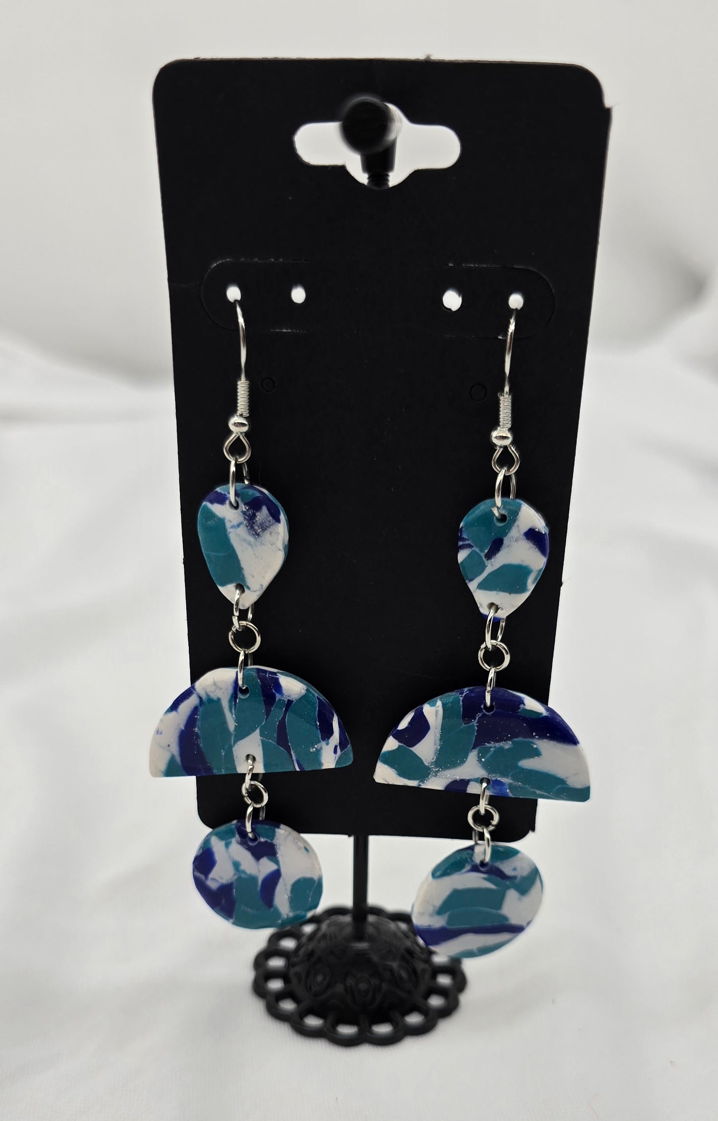 Ocean Waves Tiered Dangle Earrings