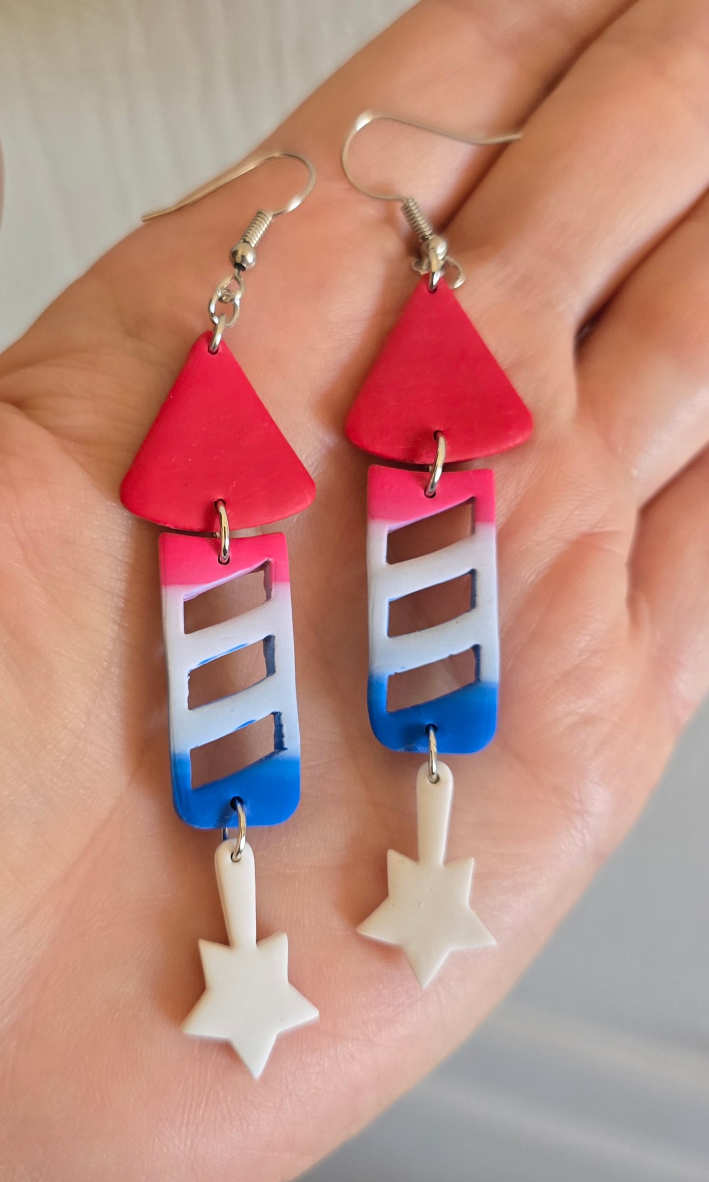 Rocket Dangle 4th of July Earrings