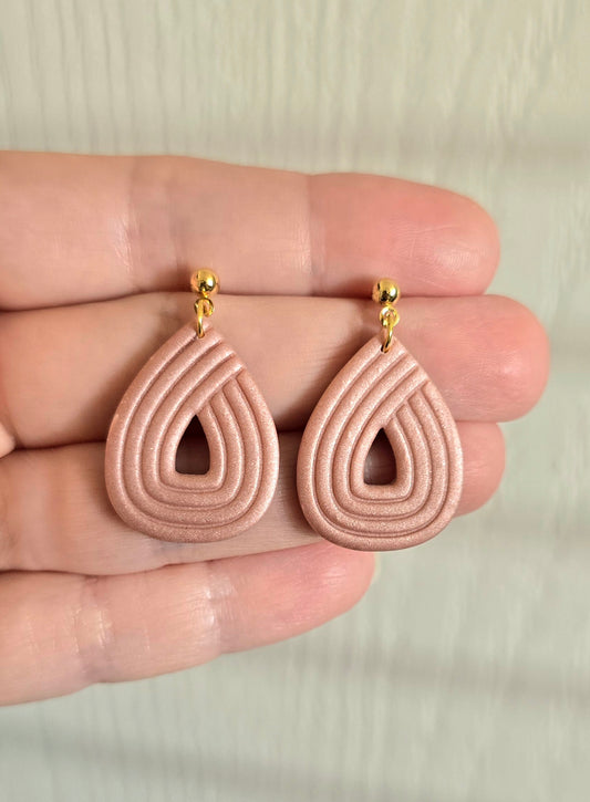Rose Gold Embossed Teardrop Drop Earrings