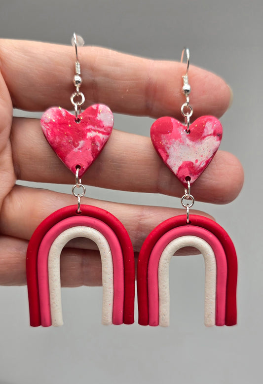 Rainbow Heart Dangle Love Earrings