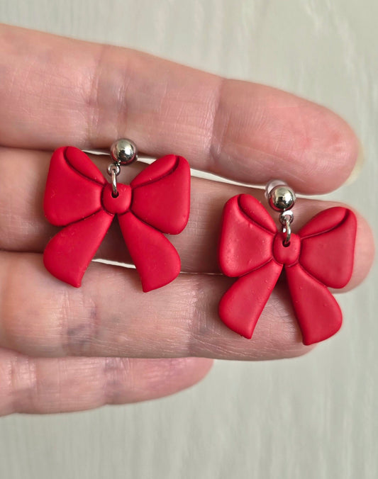 Red Bow Earrings