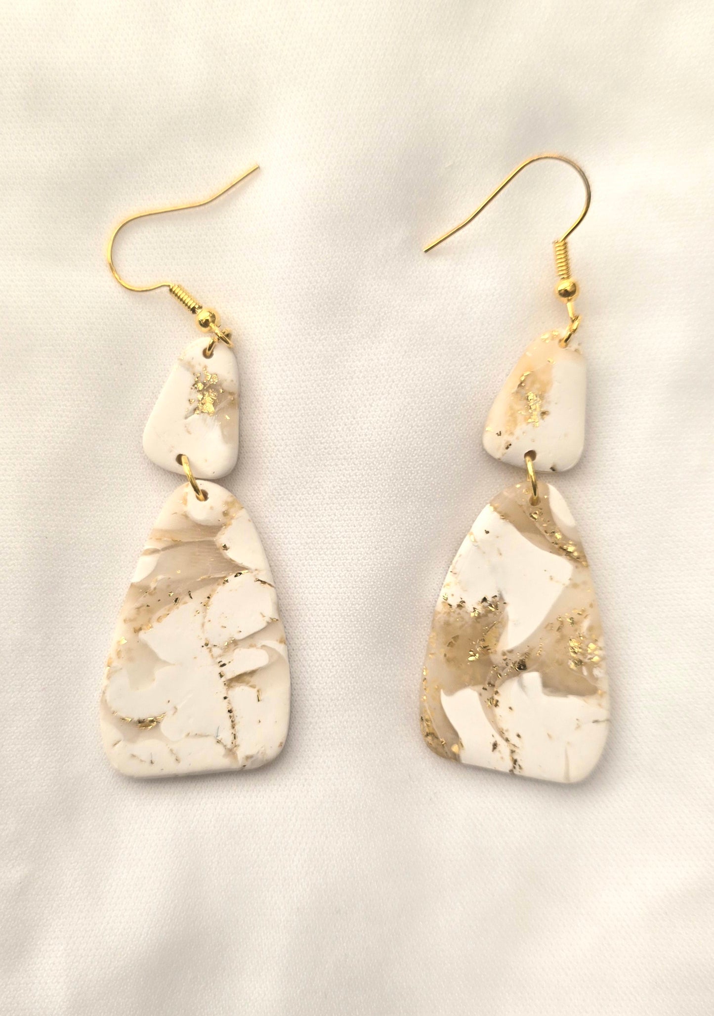 White and Gold Dangle Earrings