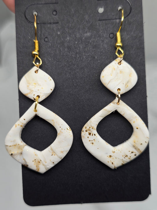 White and Gold Hoop Earrings