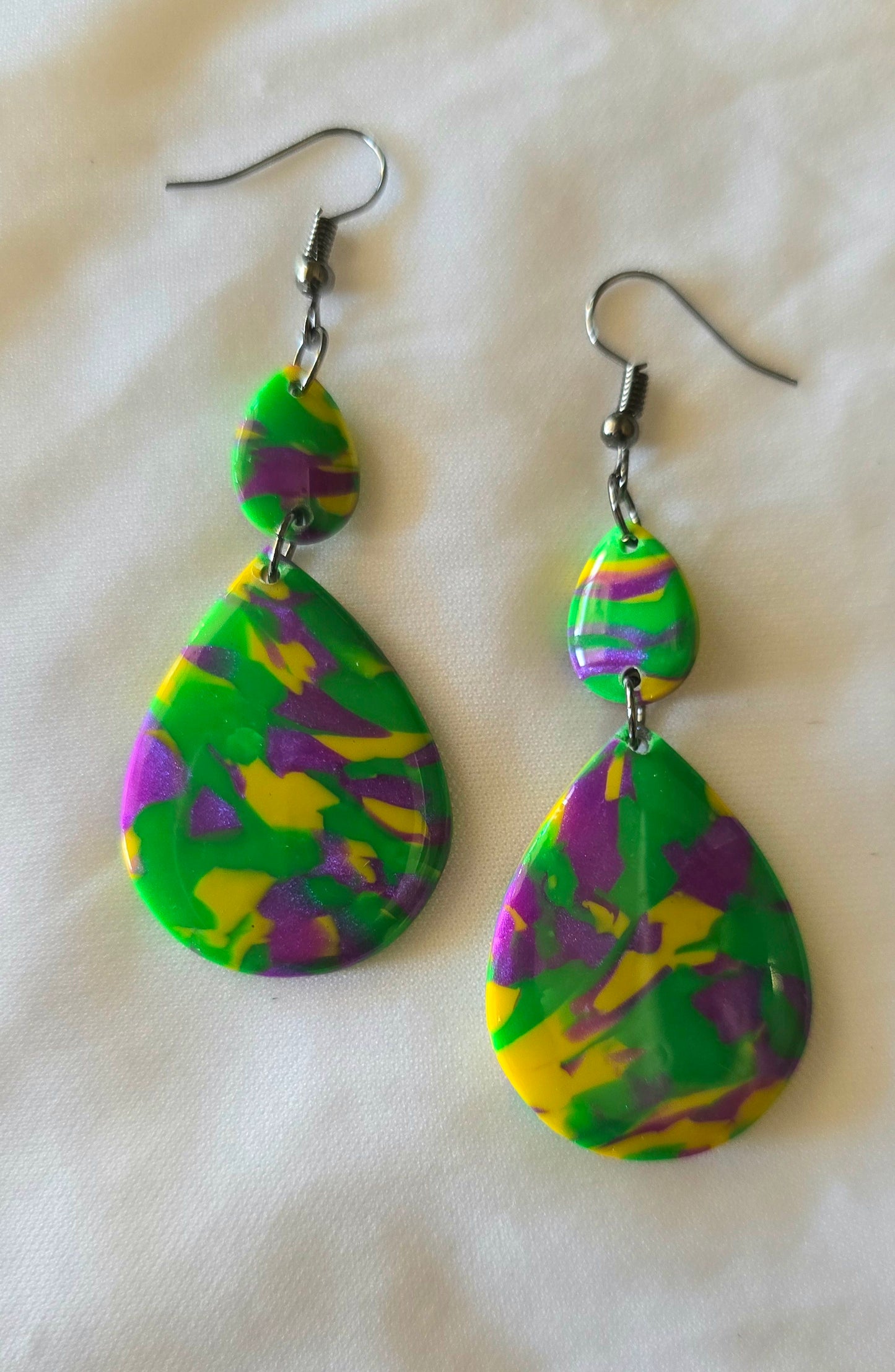 Mardi Gras Teardrop Earrings