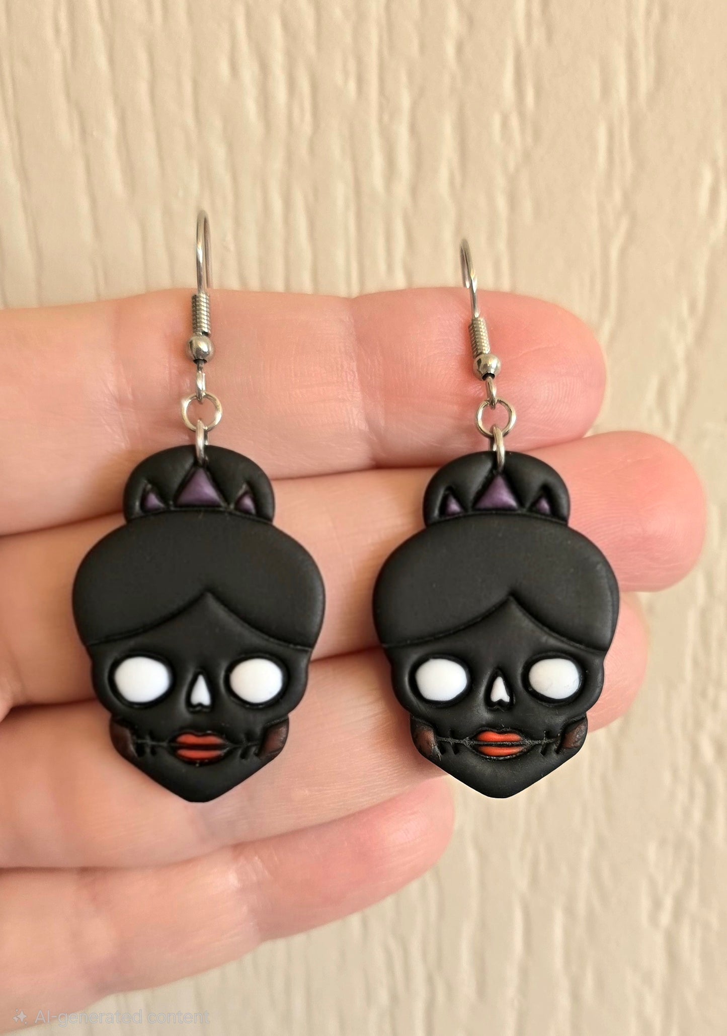 Skeleton Woman Crown Dangle Earrings
