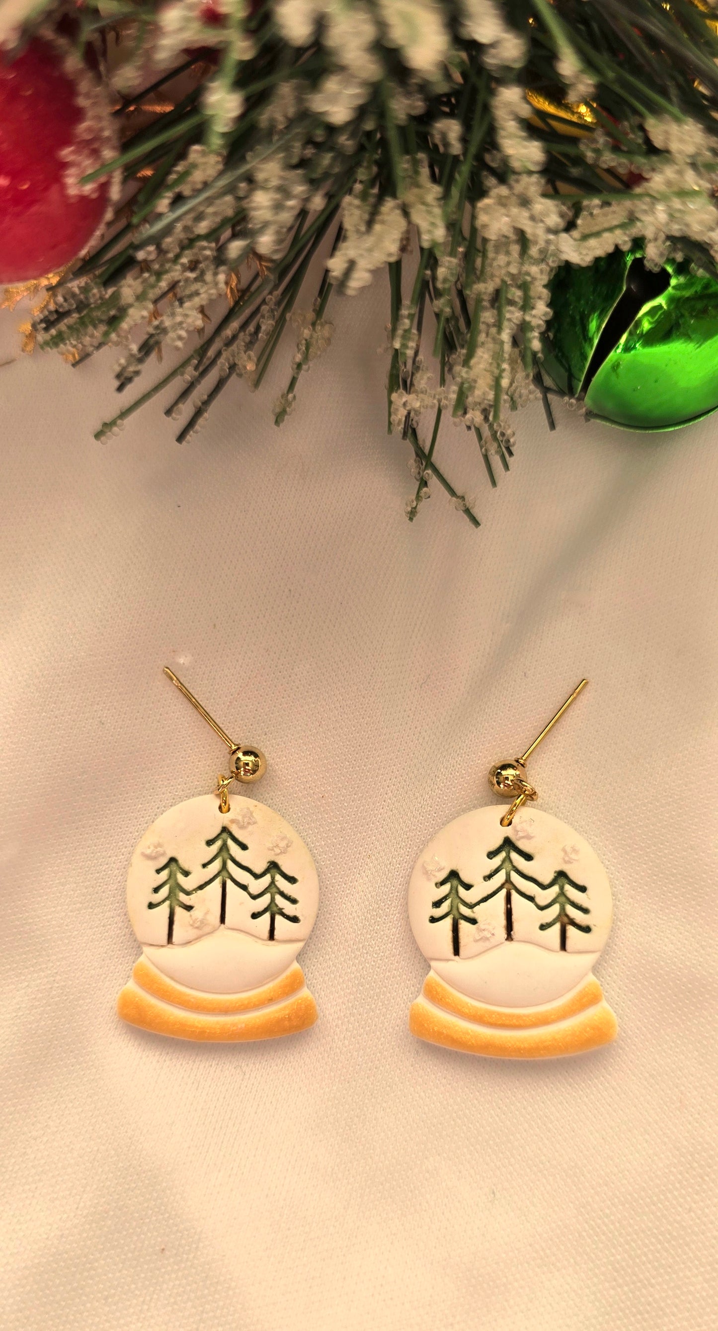 Snow Globe Christmas Tree Earrings