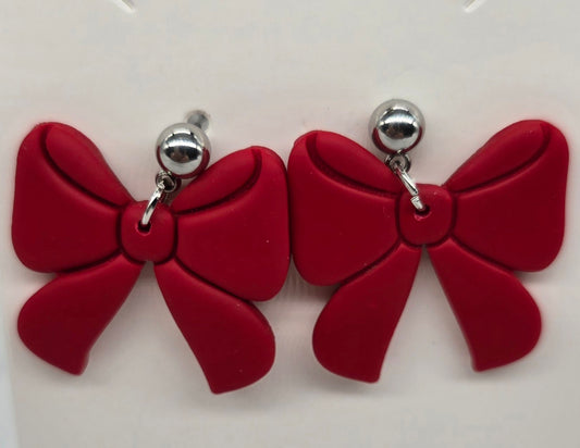 Red Bow Earrings